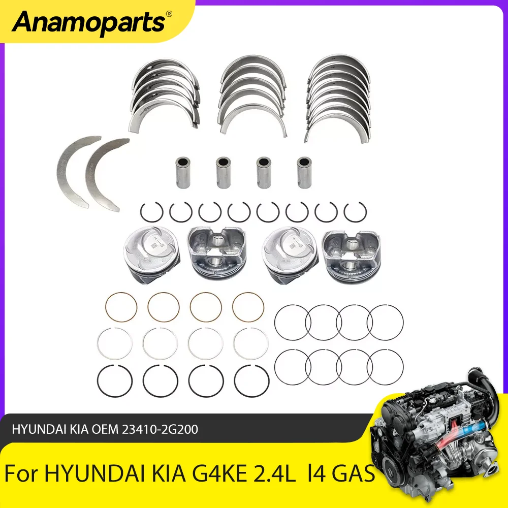 Engine Parts Pistons With Rings Mian Connecting Rod Bearing Set Fit 2.4 L G4KE For Hyundai Sonata Kia Sorento Optima 2.4L L4 GAS