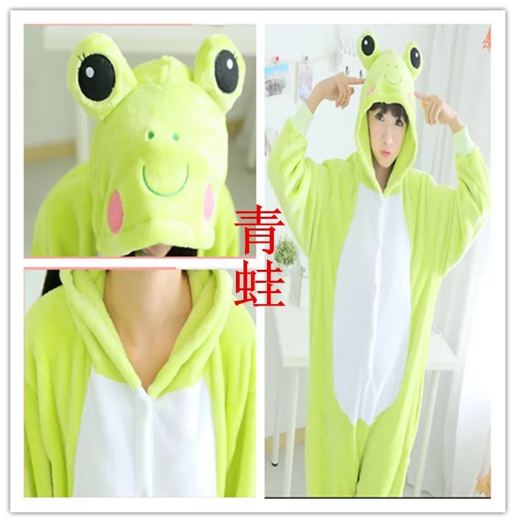 Kigurumi-Pijama animal bonito para adultos, sapo Onesie, traje cosplay, macacão, pijamas, chinelos, homens, mulheres