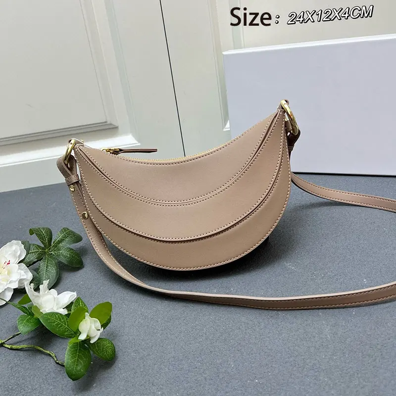 Fashion Half Moon Bag Leather Splicing Retro Purse Women Shoulder Crossbody Crescent Bag Ladies Casual