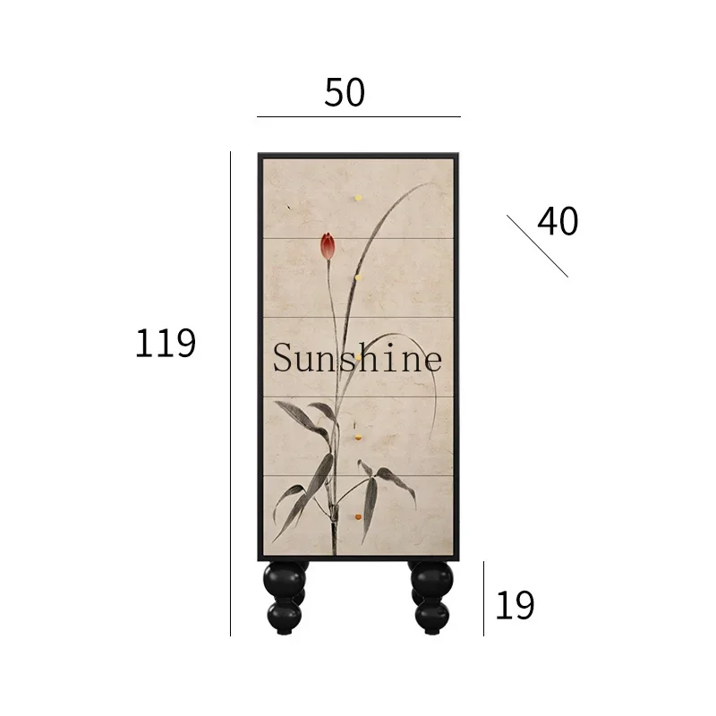 New Chinese classical solid wood five-bucket sofa side chest multi-layer drawer bedroom storage  FT