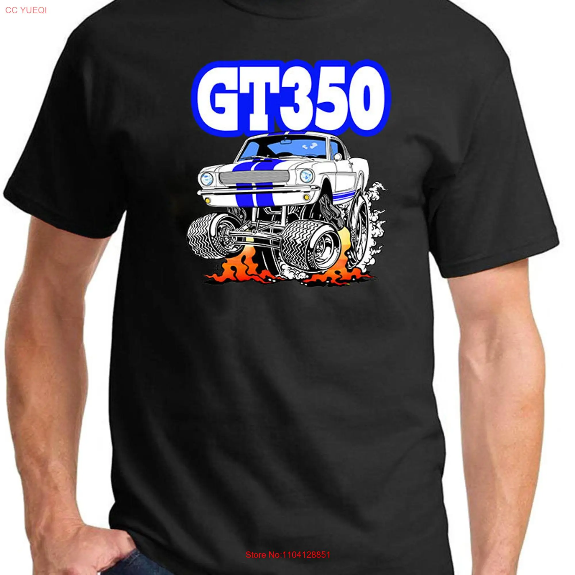 1965 1966 Shelby GT350 Mustang Classic Cartoon Muscle Car Full Color Design T Shirt long or short sleeves