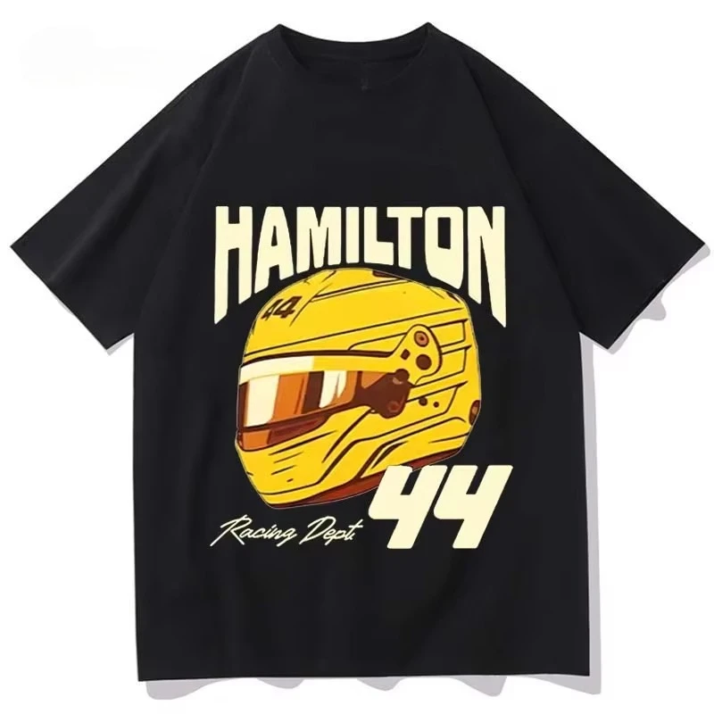 Hamilton Champion T-Shirt Motorsport-Bekleidung Rennfan-Geschenk Reine Baumwolle Kleidung Neues Muster Unisex Hochwertige T-Shirts – Detail 3