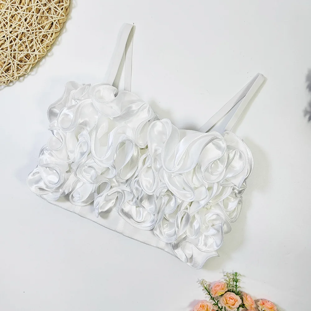 عبر الحدود TEMU Fibone المحاصيل الأعلى لباس خارجي ort موجة الدانتيل تقليم ter سترة المرأة Brtte تانك الأعلى طول #3