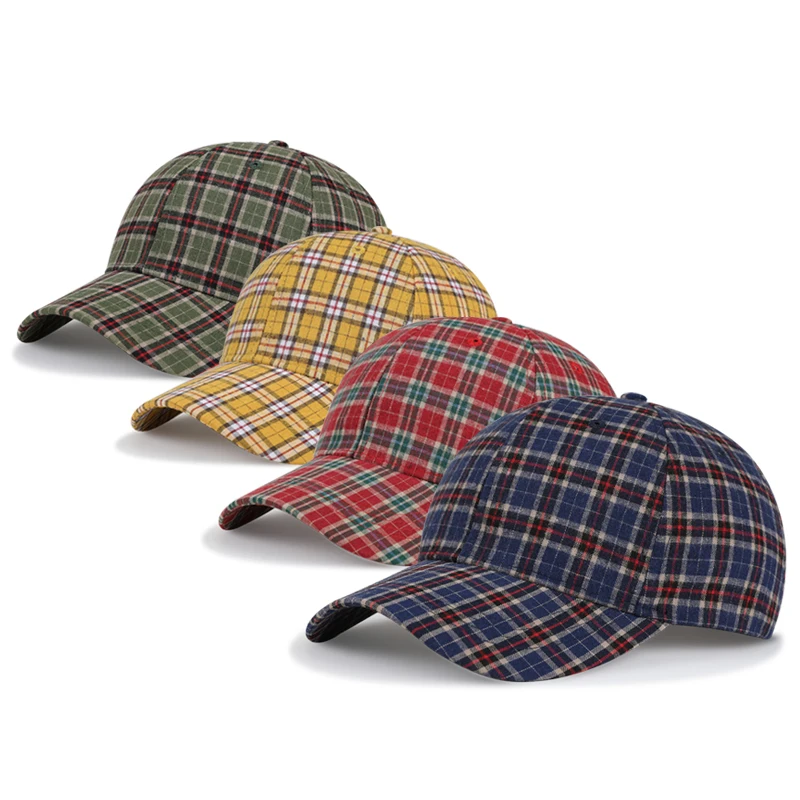 Red Plaid Ladies Hats European and American Style Fashion Wild Men's Caps Outdoor Sports Street Fashion Hip-hop Hat