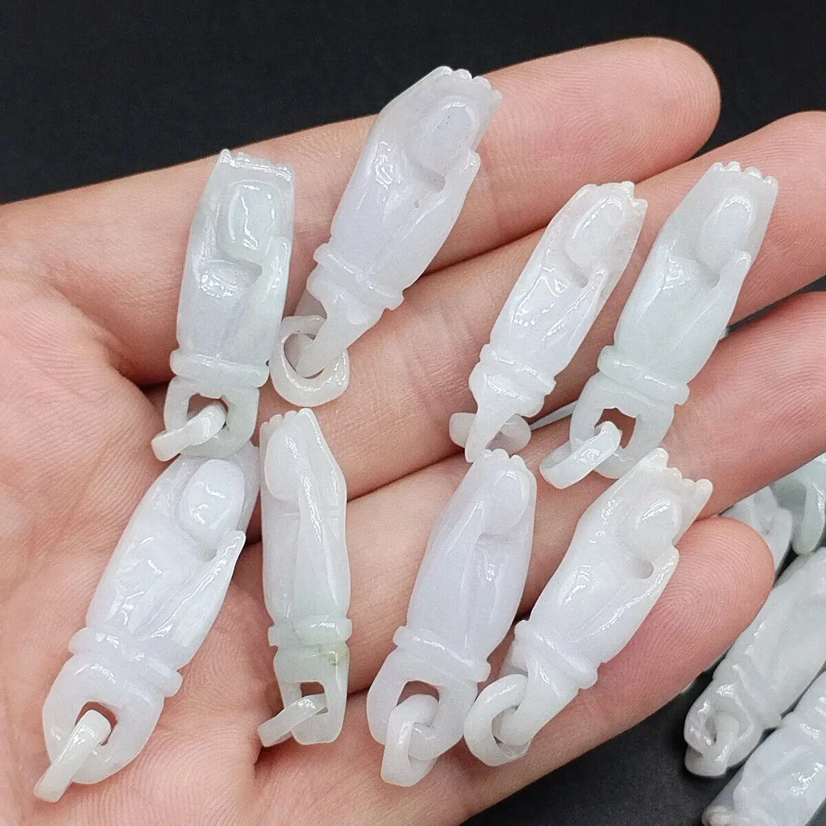 

Burma 100% Natural Type A Jade Jadeite Carved Hand Held Bead Pendants 1pc