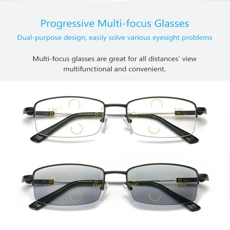 Middleaged and elderly men's intelligent zoom presbyopia glasses for distance and near vision