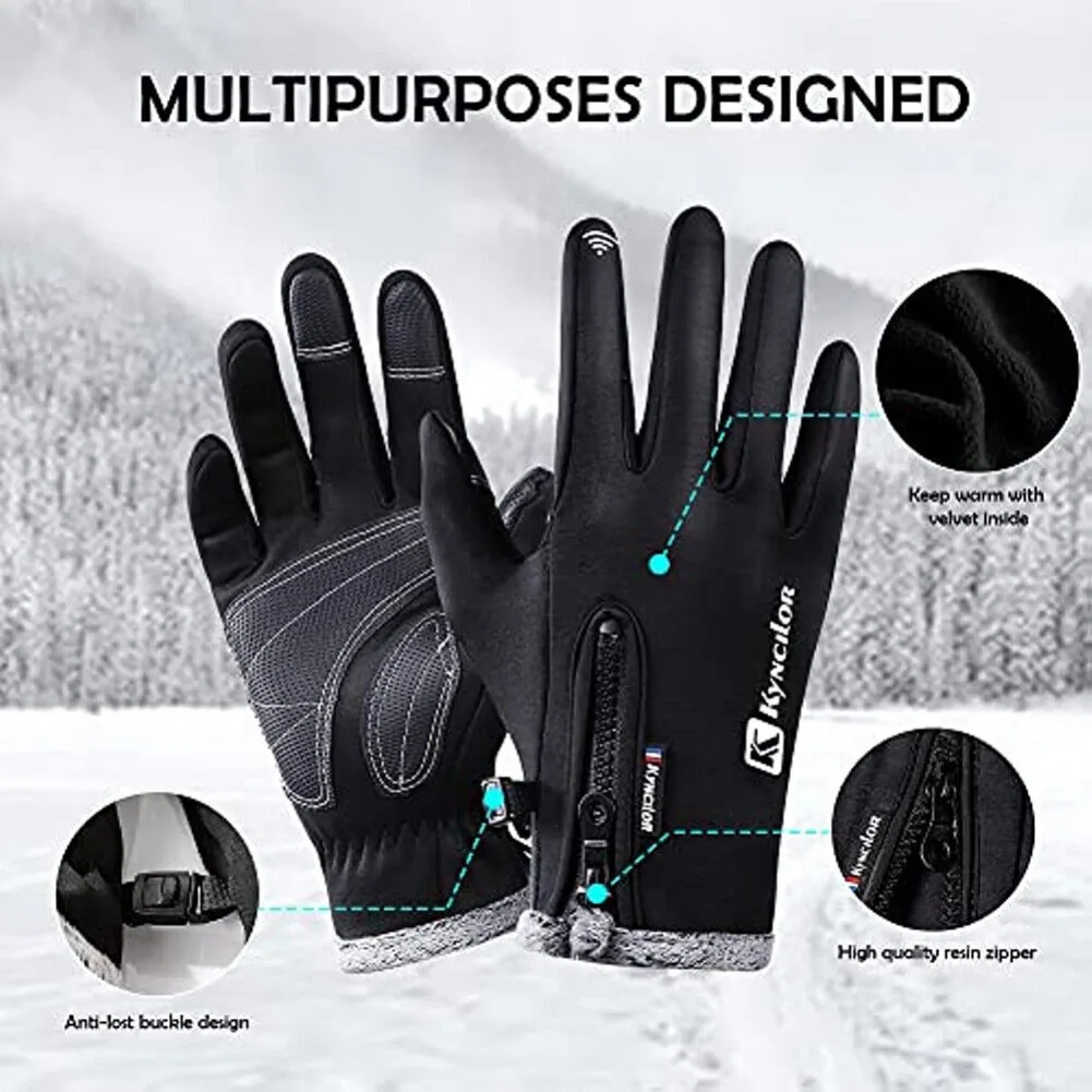 Winter Warm Gloves for Men Women Touch Screen Gloves Waterproof Windproof Non-Slip Driving Running Cycling Skiing Thermal Gloves