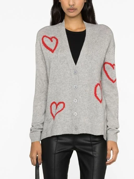 

New Cashmere Heart Pattern Embroidery Sweater Woman Long Sleeve Knitted Cardigans Sweaters Jumper Autumn Winter Vintage 2023