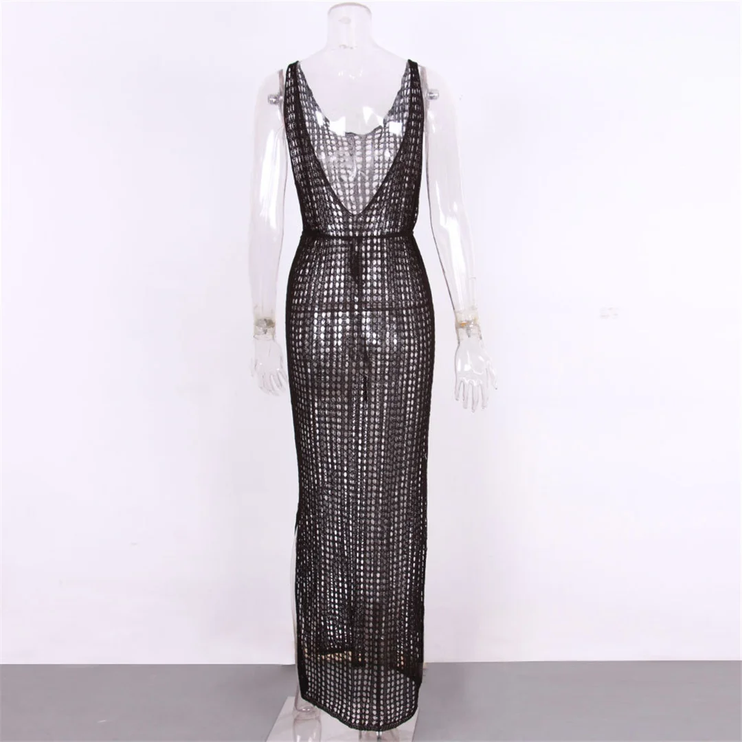 S - XL Rückenfreie, ausgehöhlte, gestrickte, gehäkelte Tunika, Strand-Überwurf, Strandkleid, Strandmode, Damen V3660 – Detail 23