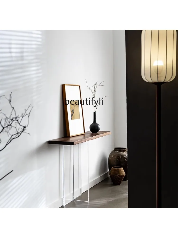 Hallway Light Luxury Acrylic Wall Narrow Natural Edge Natural Wood Table Home Facing Cabinet Simple Modern Art Table