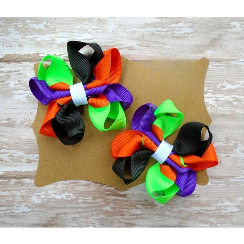 

10pcs/ 3 Inch Octopus Ribbon Hair Bow Ice Cream Party Sundae for Girls Birthday Pigtail Set or Single Neapolitan Bows