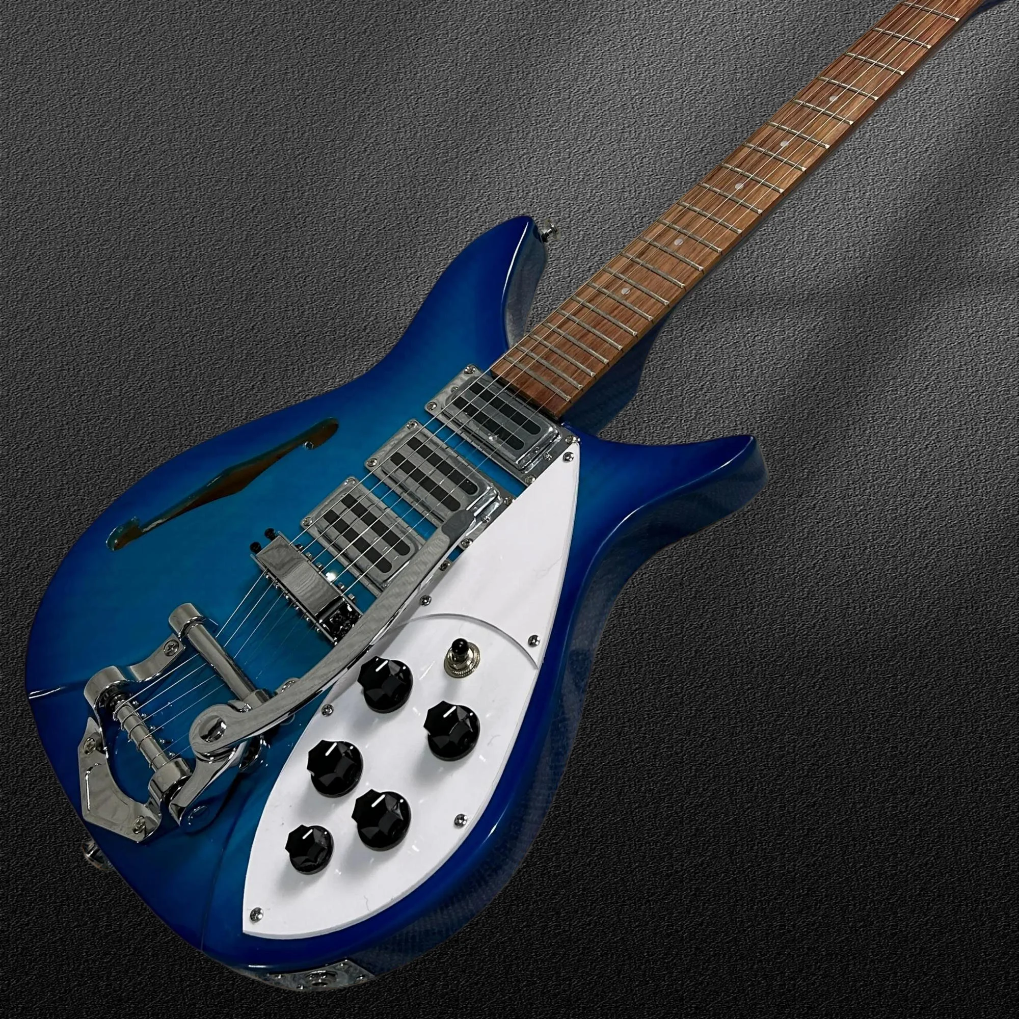 2026 hot Guitars 325 Model, Semi Hollow,Transparent Blue Version, 527mm Scale Length, F Holes, 34 Inches
