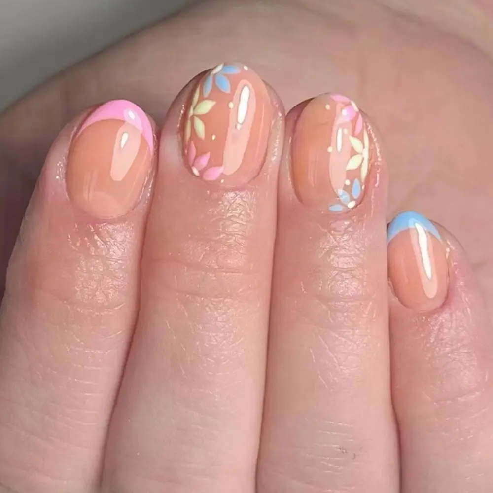 Odpinane Długie Owalne Sztuczne Paznokcie Francuski Manicure Czarny Brzeg Sztuczne Paznokcie Pełne Pokrycie Brokatowe Końcówki do Paznokci do Salonu