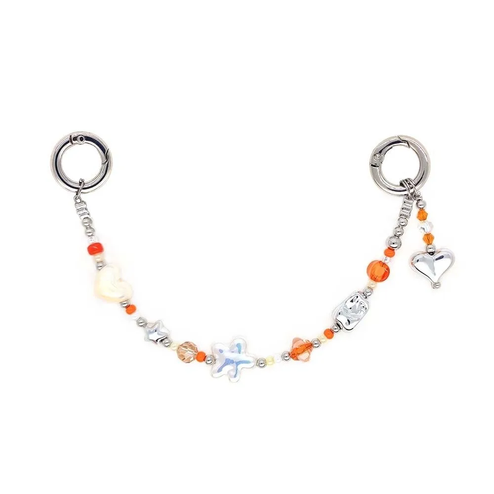 

Bag Accessories Y2K Beaded Phone Chain Resin Alloy Fashion Accessories Cartoon Heart Versatile Bag Pendants Friends