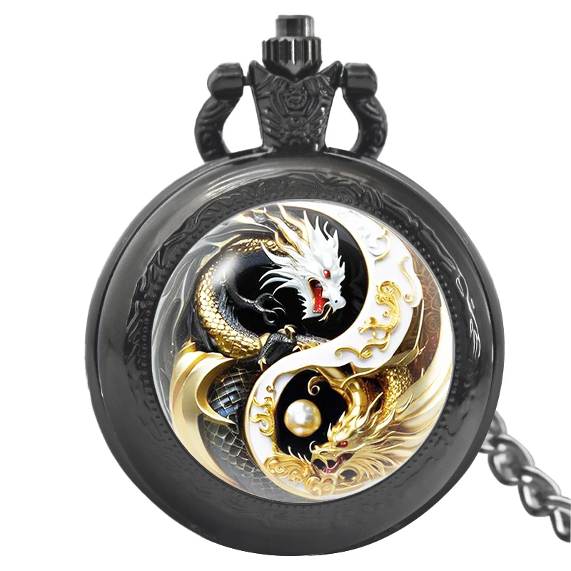 خمر الأسود Steampunk وسيم الملمس متوسطة ساعة جيب كوارتز قلادة قلادة ساعة سلسلة الرجال سلسلة نسائية هدية