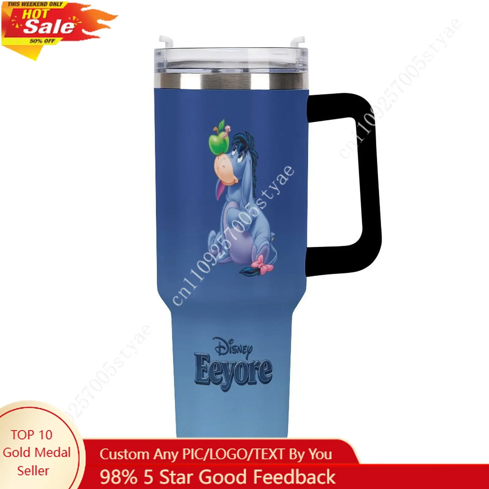 

Eeyore Insulated Water Bottle Disney Cartoon Custom Design Your Personal Text Images Car Cup Travel Water Bottle 40 Oz