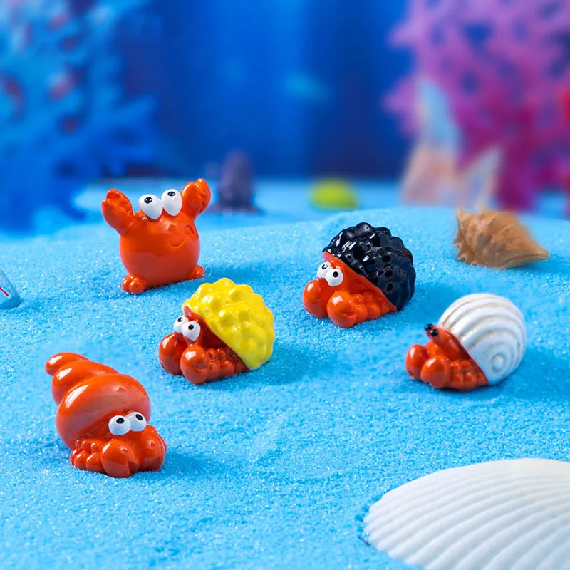 Creative Realistic Hermit Crab Figurine, Mini Landscape Decoration Accessories, Resin Small Ornament for Aquarium Fish Tank