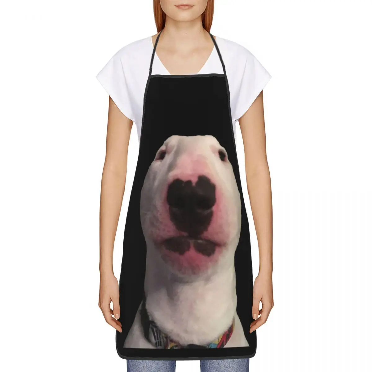 Custom Bib Bull Terrier Dog Funny Meme Aprons for Men Women Unisex Adult Chef Cooking Kitchen Tablier Cuisine Painting