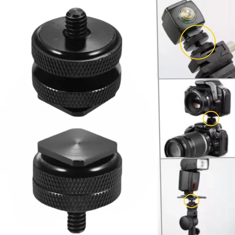 1/4 Inch Double Conversion Tripod Screw To Flash Hot Shoe Adapter Upgrade Photography General Component Tool For Nikon Sony DSLR