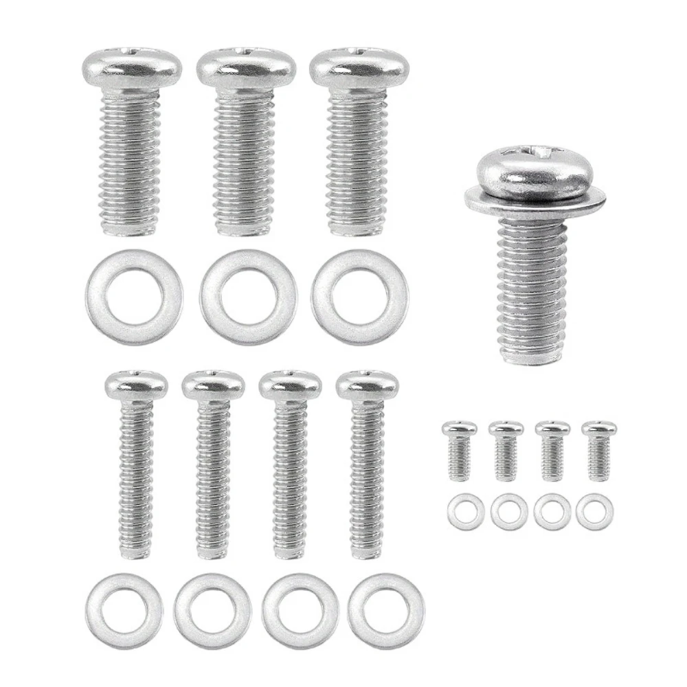 24pcs 304 Stainless Steel TV Stand Panel Screws Kits M4 M6 M8 Round-head Cross-head Screws with Flat Washers Hardware Fasteners
