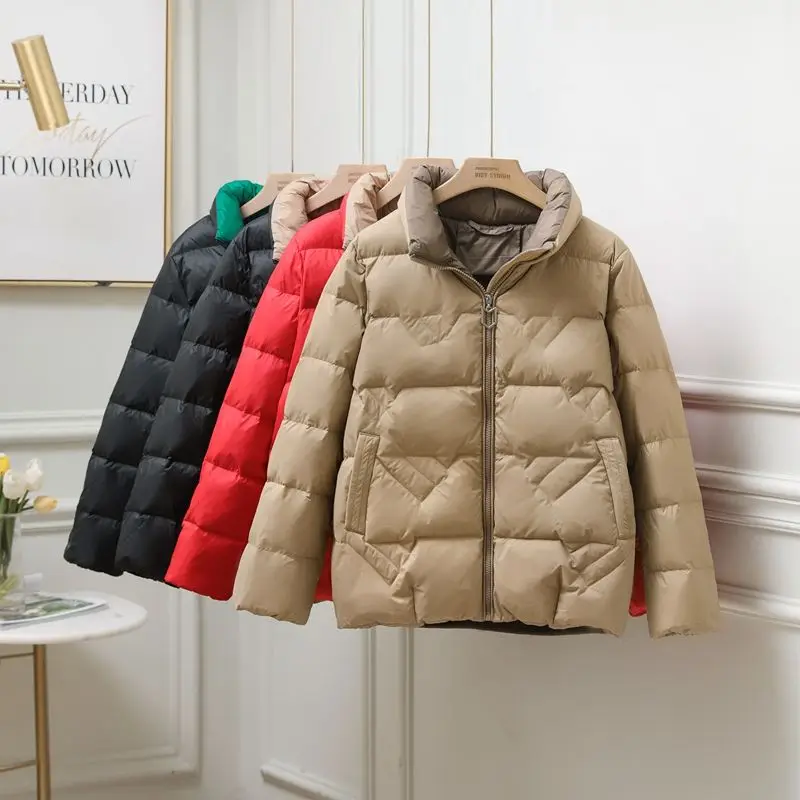 Large Women's Winter Jacket New Women's Fashion Stand Collar Warm Down Jacket Coat