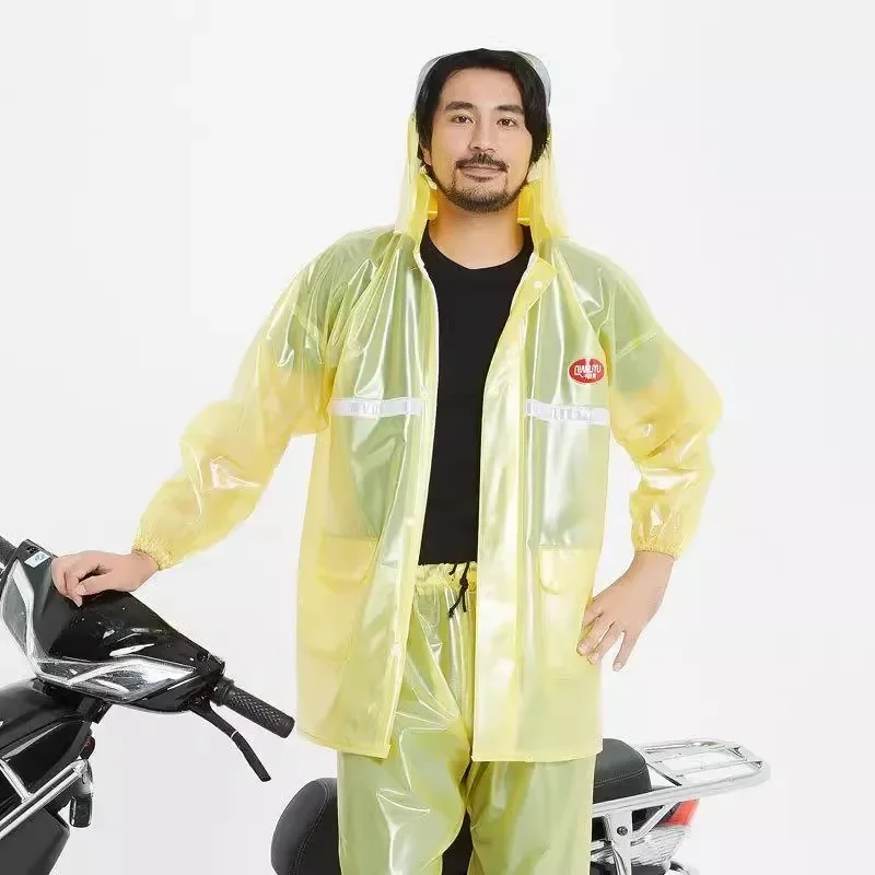 Мужской водонепроницаемый прозрачный плащ из ПВХ с абстрактным принтом, свободная непромокаемая куртка с капюшоном, брюки Sut