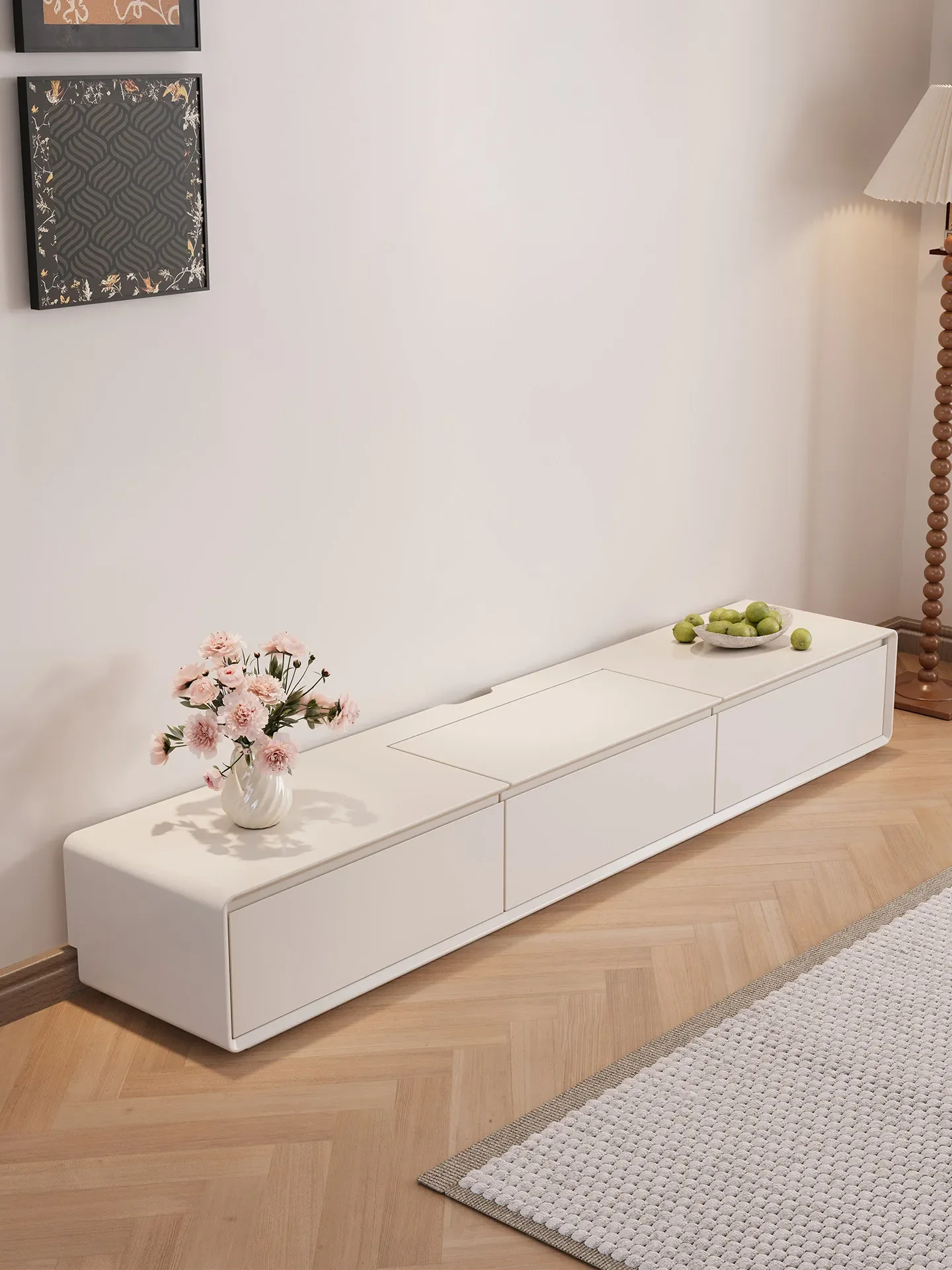 

b22 cream wind pull type modern simple living room home floor TV cabinet