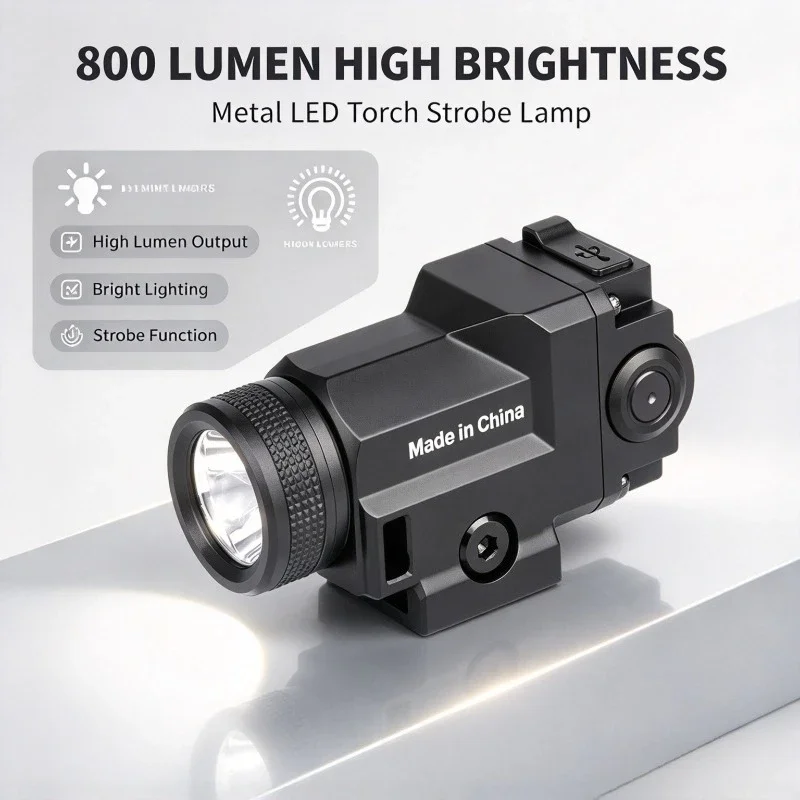 800 Lumen Metal LED Strobe Light 20mm Picatinny Rail Compatible Outdoor Hobby Sport Accessory For Night Simulation Activities