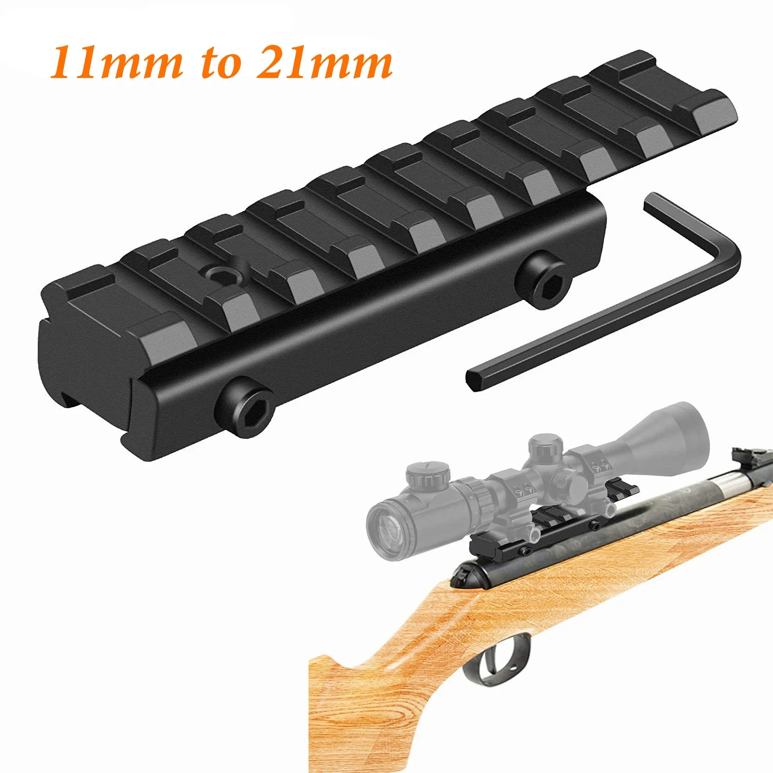 Adaptateur de montage de conversion de Rail Picatinny tactique en queue d'aronde de 11mm à 21mm, Rail de montage de portée à profil bas, accessoire pour pistolet de chasse