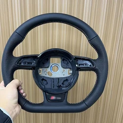 Leather flat-bottomed steering wheel sport for Audi A3 A4 A5 Upgrade S3 S4 S5 fully perforated semi-perforated steering wheel