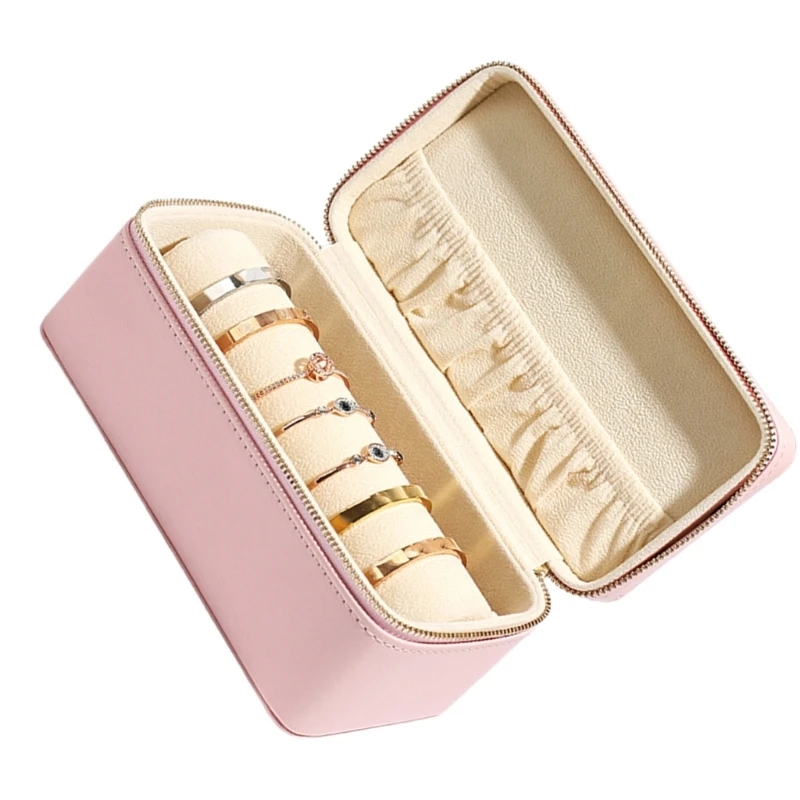 Portable 2 Tiered Jewellery Case Secure Lockable with PU Leather Craftsmanship