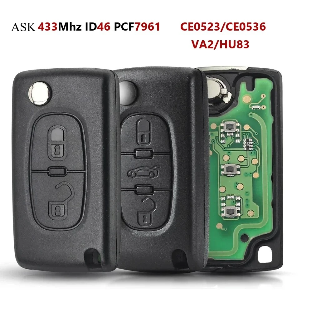 

ASK 2/3/4 Buttons 433Mhz Remote Car Key for Peugeot 207 307 308 407 607 807 For Citroen C2 C3 C4 C5 C6 CE0536/CE0523 Auto Parts