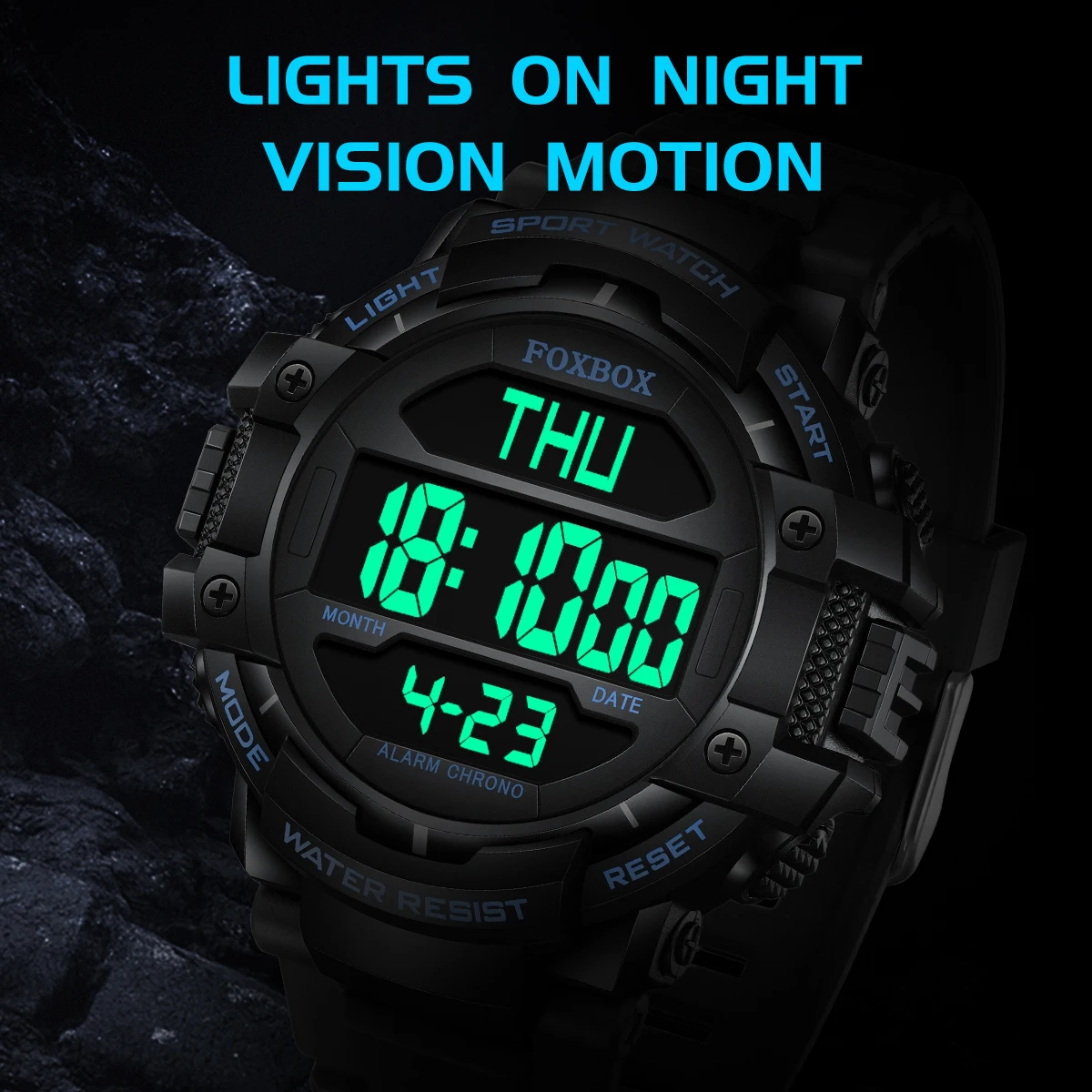 LIGE FOXBOX Fashion Electronic Man Watch Silicone 50M Waterproof Luminous Watches for Men Casual Sports Alarm Relogios Masculino