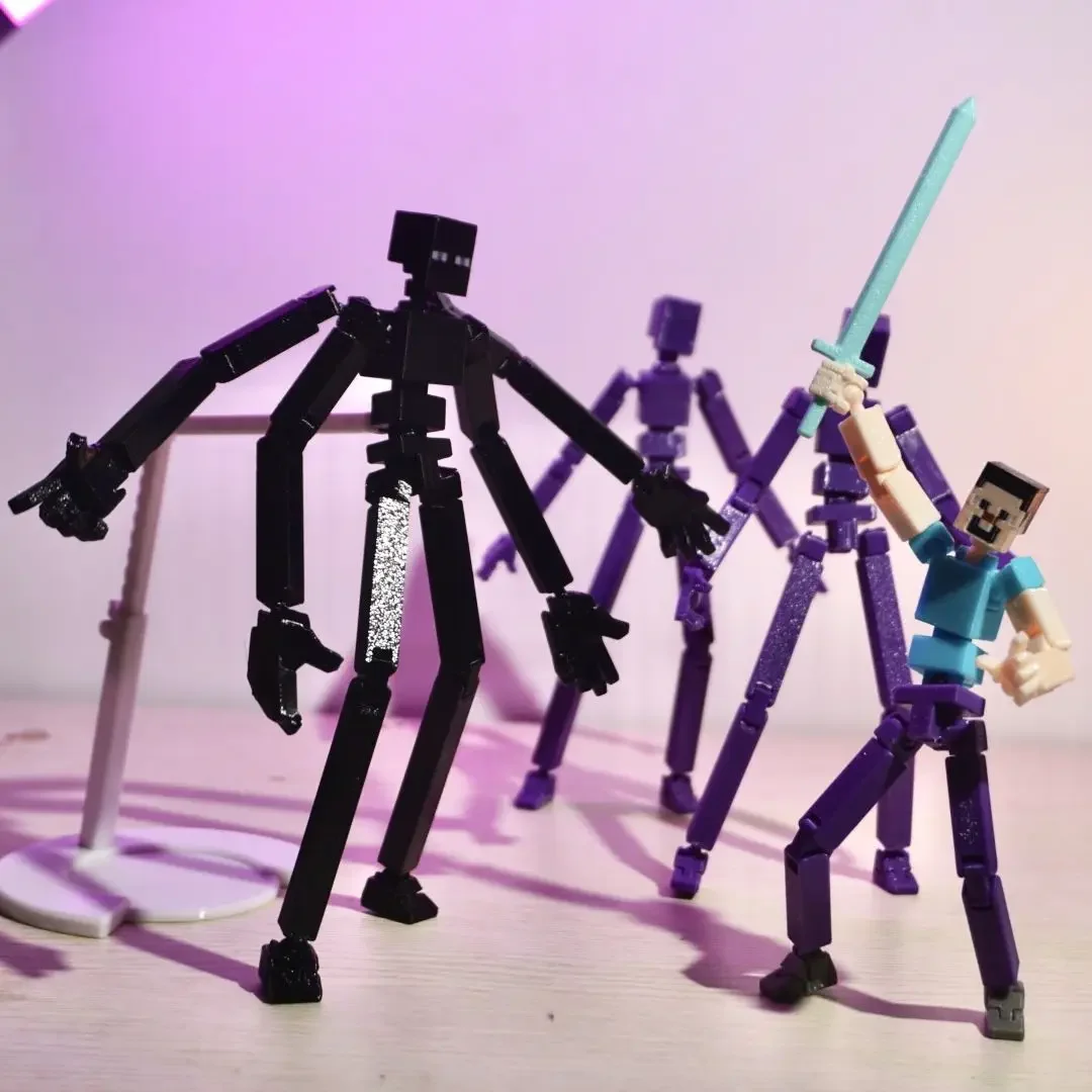 3D Printed Steve Black Enderman Mutant Multi-Jointed Movable Toys Figures Toys For Kids & Adults Parent-children Game Gifts