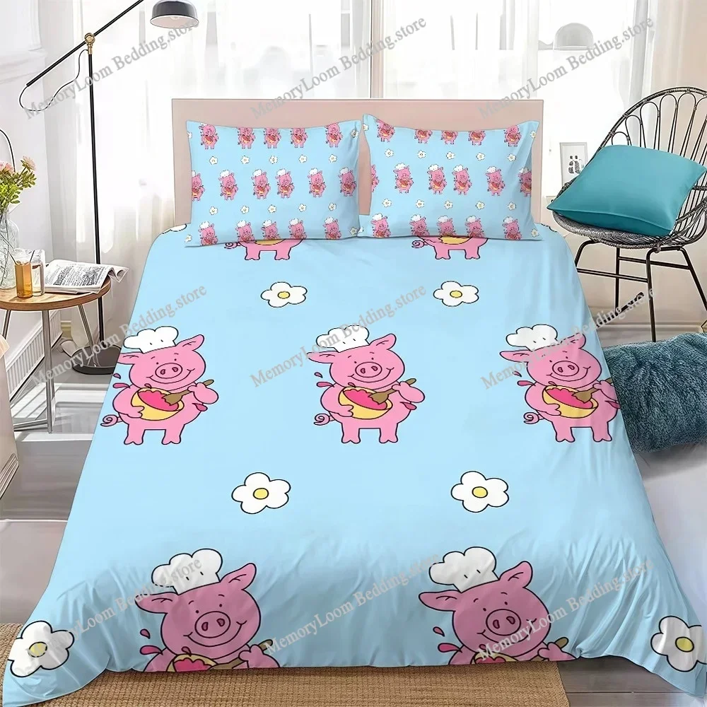 

Lovely P-Percy-Pig Cute Duvet Cover Set Home Style Bedding Soft Laundry Cotton Bed Student Dormitory Gift Home Textileextile741