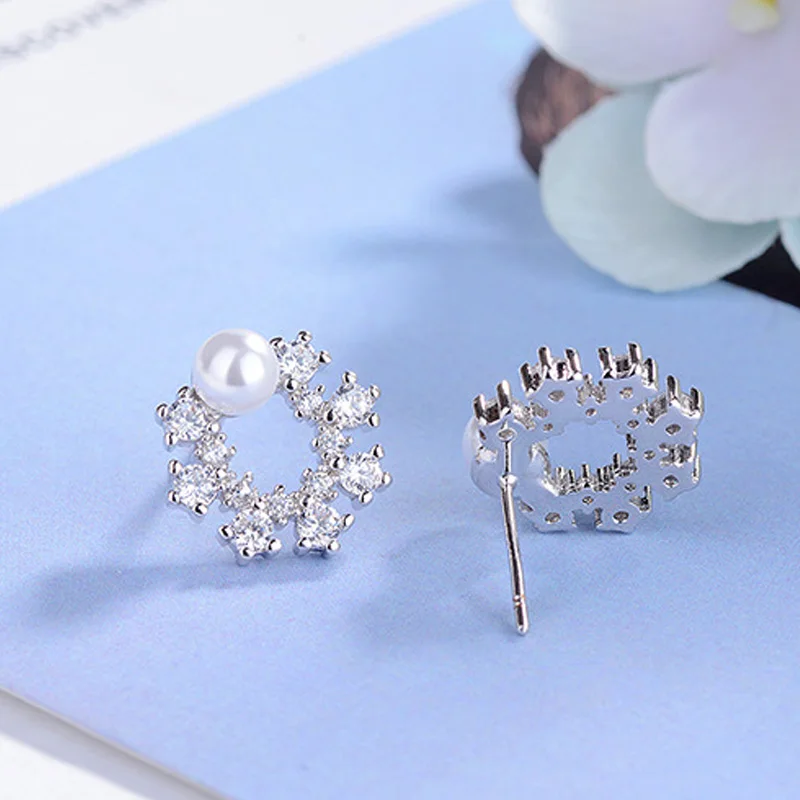 

Silver 925 Jewelry Snowflake Zircon Earrings For Women Luxury High Quality Accessories Best Selling Offers With