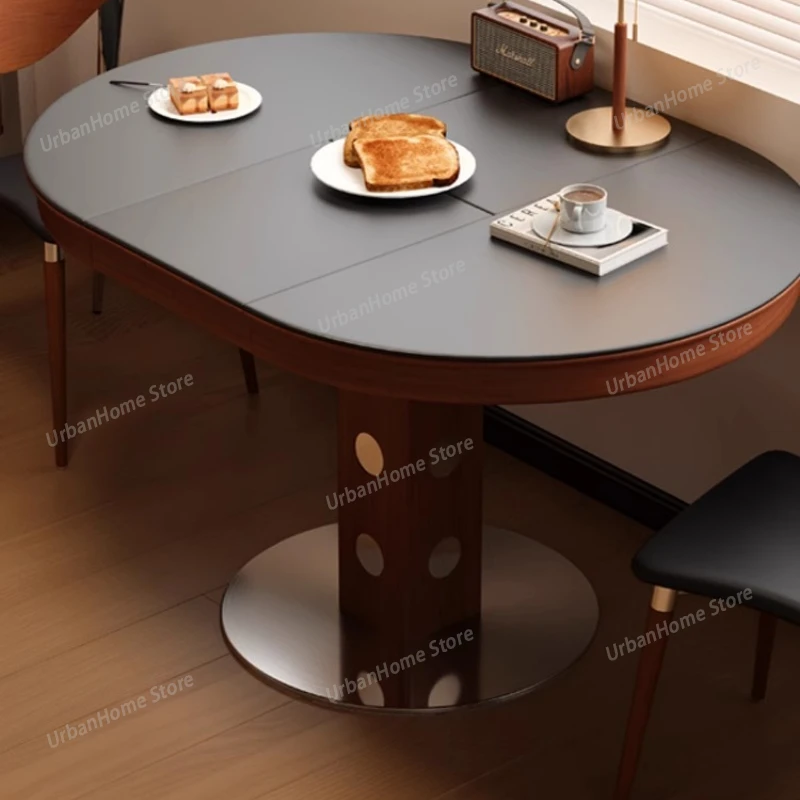 Retro Oval Dining Tables Read Books Restaurant French Style Kitchen Dining Tables Flexible Wooden Home Furniture Tavola MHCZ