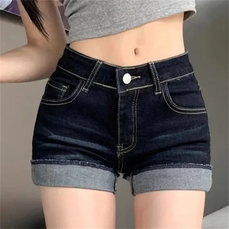 Washingshorts Summer 2025 High Waisted and Slimming A-line Pants Elastic and Tight Fitting Hip Hugging Hot Pants for Hot Girls