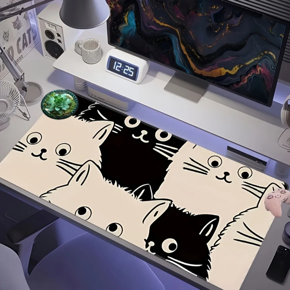 Tapis de jeu antidérapant en caoutchouc avec motif chat et souris, accessoires de bureau, tapis de souris, tapis de bureau