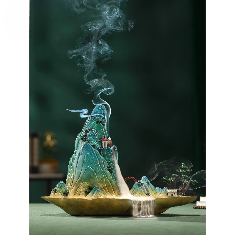 

Brass alpine flowing water ornament home reflux incense burner office decoration