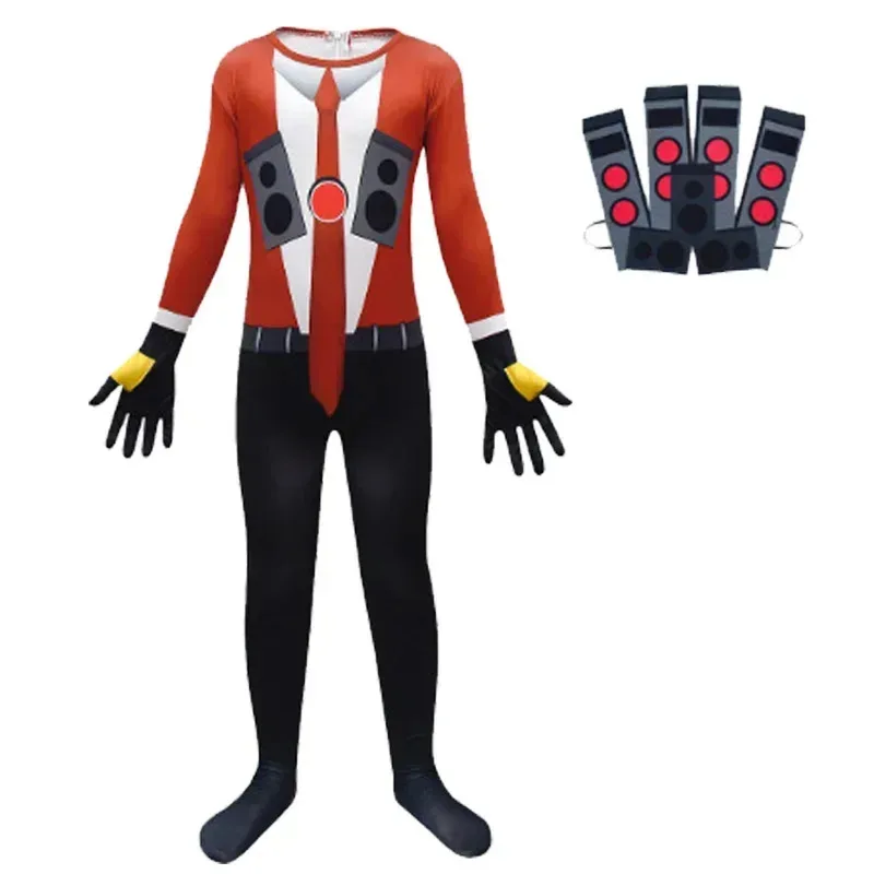 72th Anime Skibidi Toilet Cosplay Audio Camera Tv Man Costume Jumpsuit Mask Full Set Halloween Party Men A