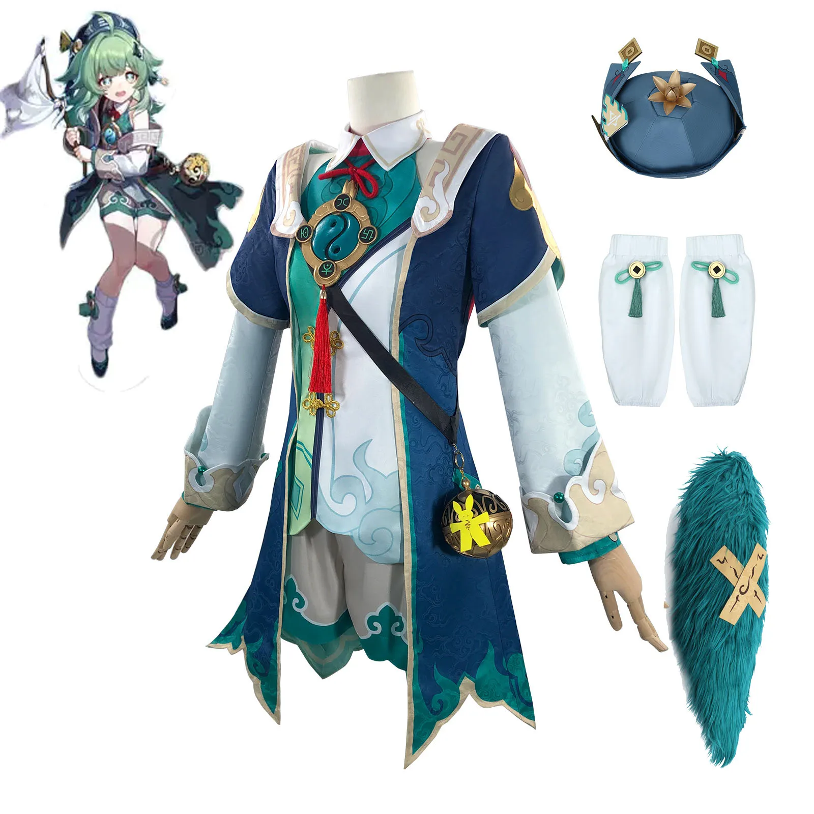 

Game Huohuo Cosplay Costume tail Honkai Star Rail Dress Uniform Ghost Fox Hat Tail Shoe Outfit Xianzhou Luofu Halloween Carnival