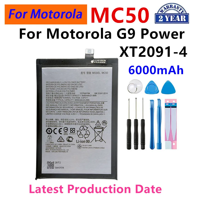 100% Original  MC50 6000mAh Battery For Motorola G9 Power XT2091-4   Phone Batteries+Tools