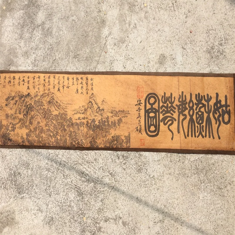 

Chinese Old Long Scroll Calligraphy Painting Mural Portrait of The bustling picture of Gusu Traditional Art Decor