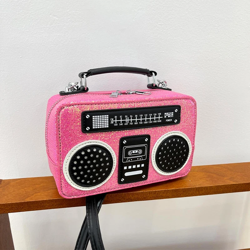 

Женская модная сумка-радиоприемник креативного дизайна из искусственной кожи, на плечо, через плечо, для телефона, стильная и забавная