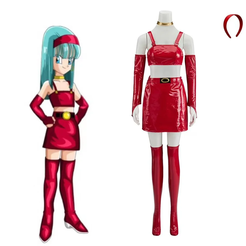 زي Bulla التنكري بدلة حمراء مثيرة مع إكسسوارات أغطية الرأس لملابس حفلات الهالوين النسائية