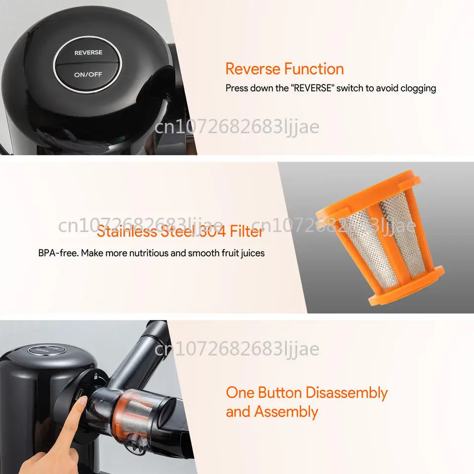 Cold Press Slow Juicer - Electric Extractor for Oranges, Apples, Carrots & Celery (Nutrient-Rich, Quiet Operation, Easy Clean)​