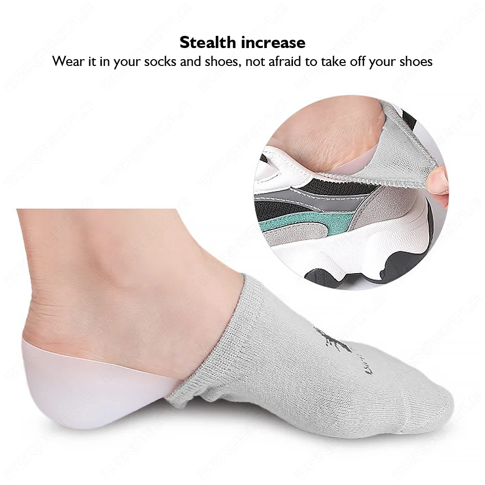Unisex Invisible Height Lifting Increase Insoles Silicone Elastic Heel Pad Foot Protection Men Women Heel Cushion Hidden Insole