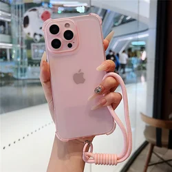 New With Lanyard Clear Matte Phone Case For Xiaomi POCO X7 Pro M7 F7 F6 F5 X6 X5 M6 Pro C65 C75 C71 Shockproof Wrist Strap Cover