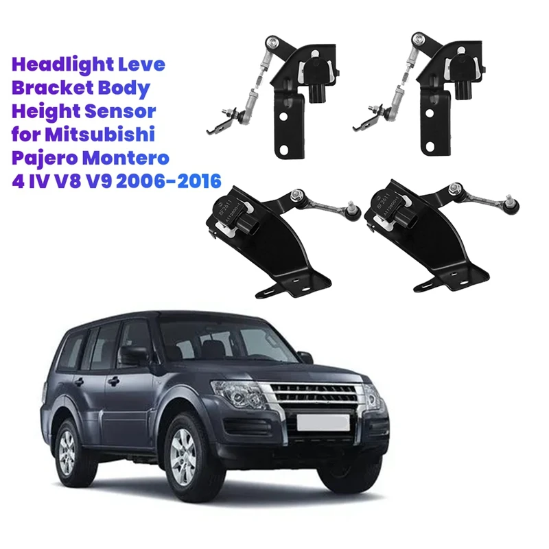 4Pcs/Set Front 8651A064+Rear 8651A065 Headlight Leve Bracket Body Height Sensor For Mitsubishi Pajero Montero 4 IV V8 V9